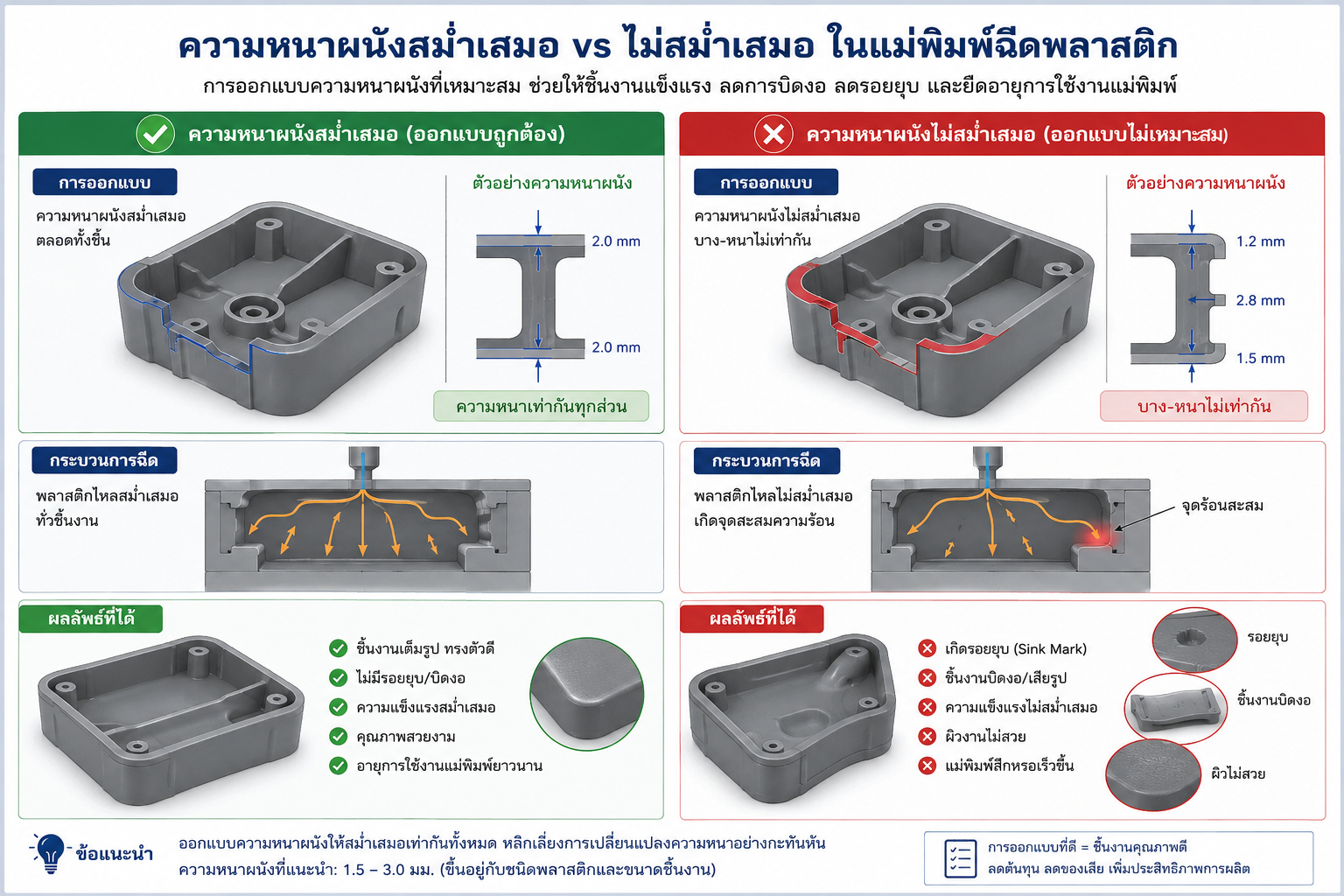ความหนาของแม่พิมพ์ฉีดพลาสติก